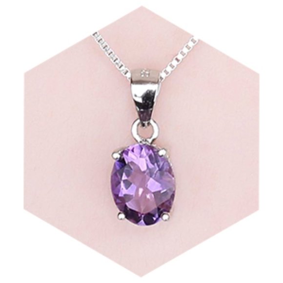 💜 1.77ct Amethyst Pendant - 925 Sterling Silver - Picture 6 of 9